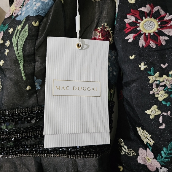 MAC DUGGAL Size 4 EMBROIDERED BISHOP SLEEVE V NECK FLOWY GOWN Dress Womens 4 - Picture 6 of 8